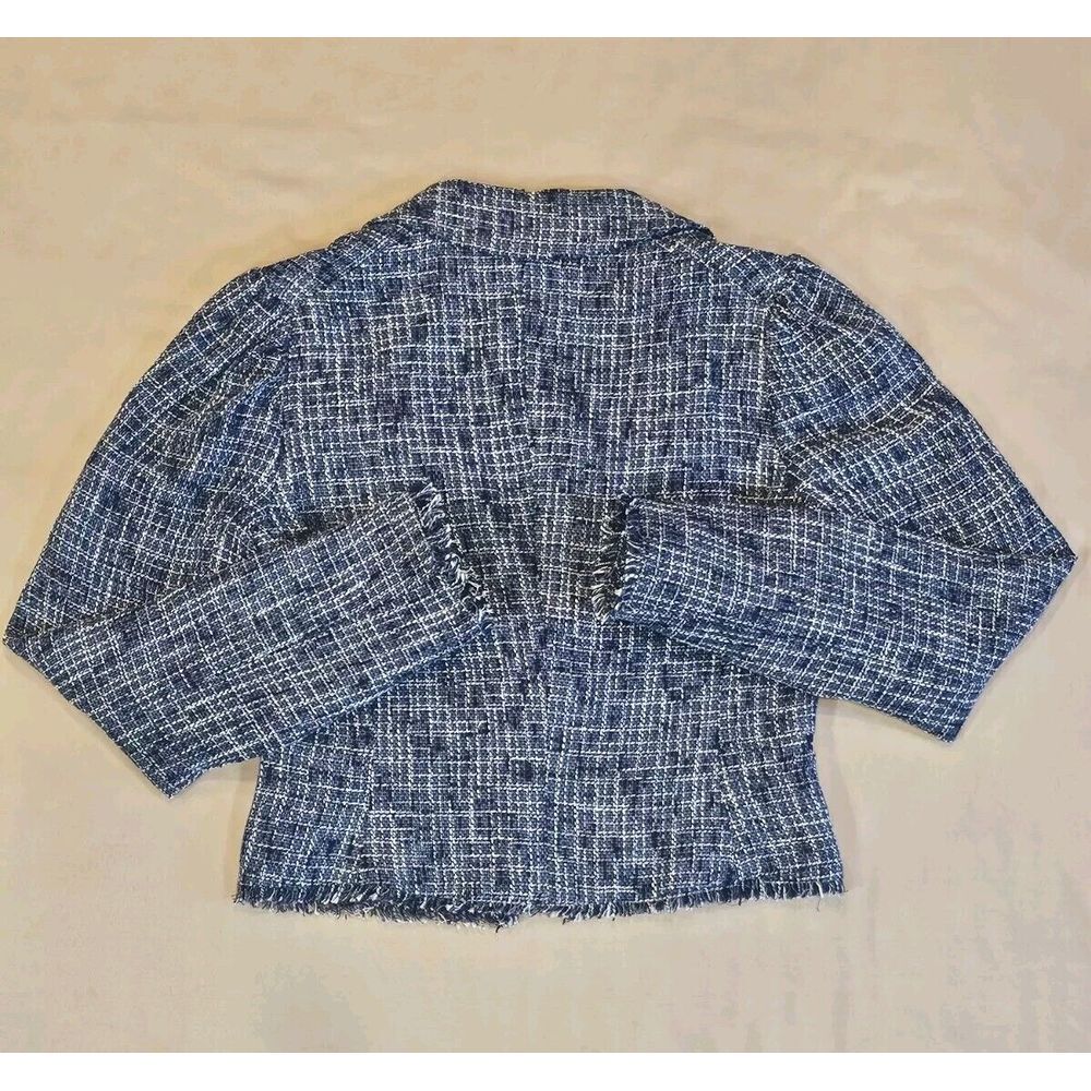 Paige Chelsea Tweed Blazer Linen Blend‎ Rayon Lined Button-Down Navy Size XS - Picture 10 of 14